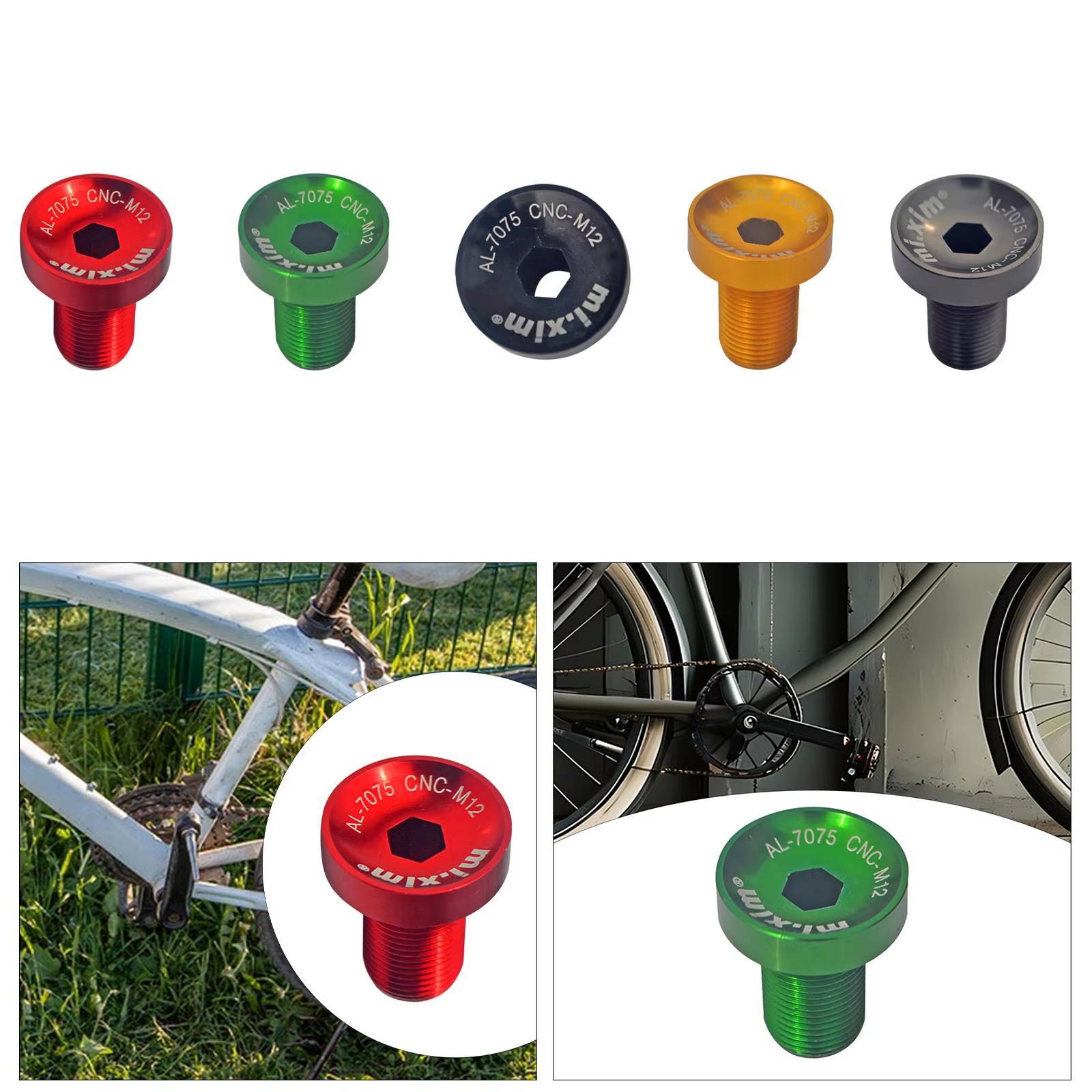 Boulon de manivelle de support inférieur de vélo M12, alliage d'aluminium résistant à la rouille pour accessoires de Modification de vélo et pièces de rechange