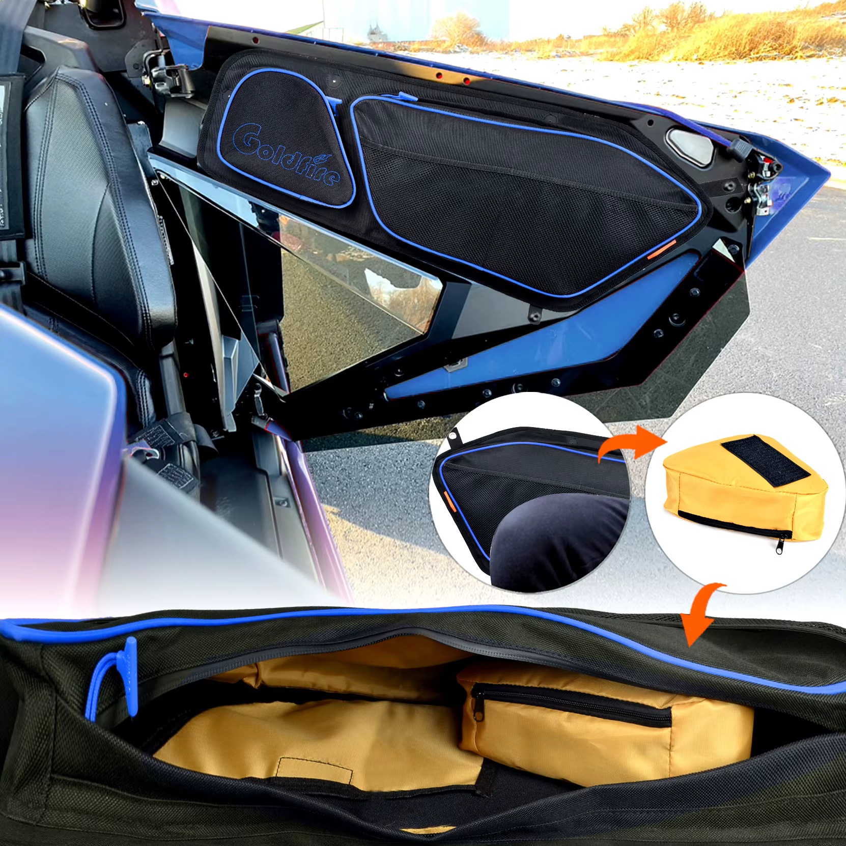 Sac de rangement pour porte avant avec genouillère parfaite, accessoires de sacs de porte, adapté pour RZR PRO XP, 2020, 2021, 2022, 2023