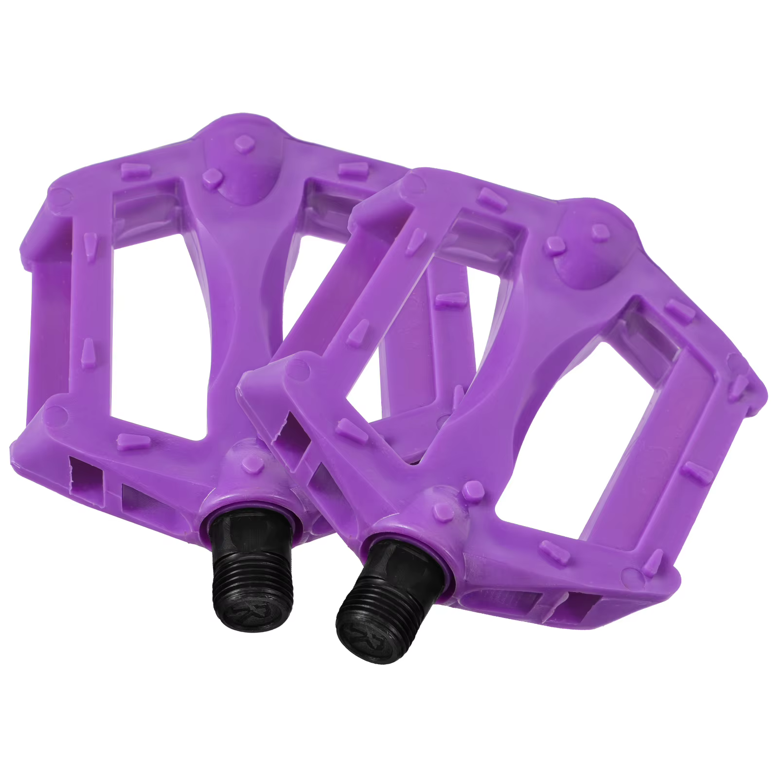 Pédales de vélo violettes en plastique et fer