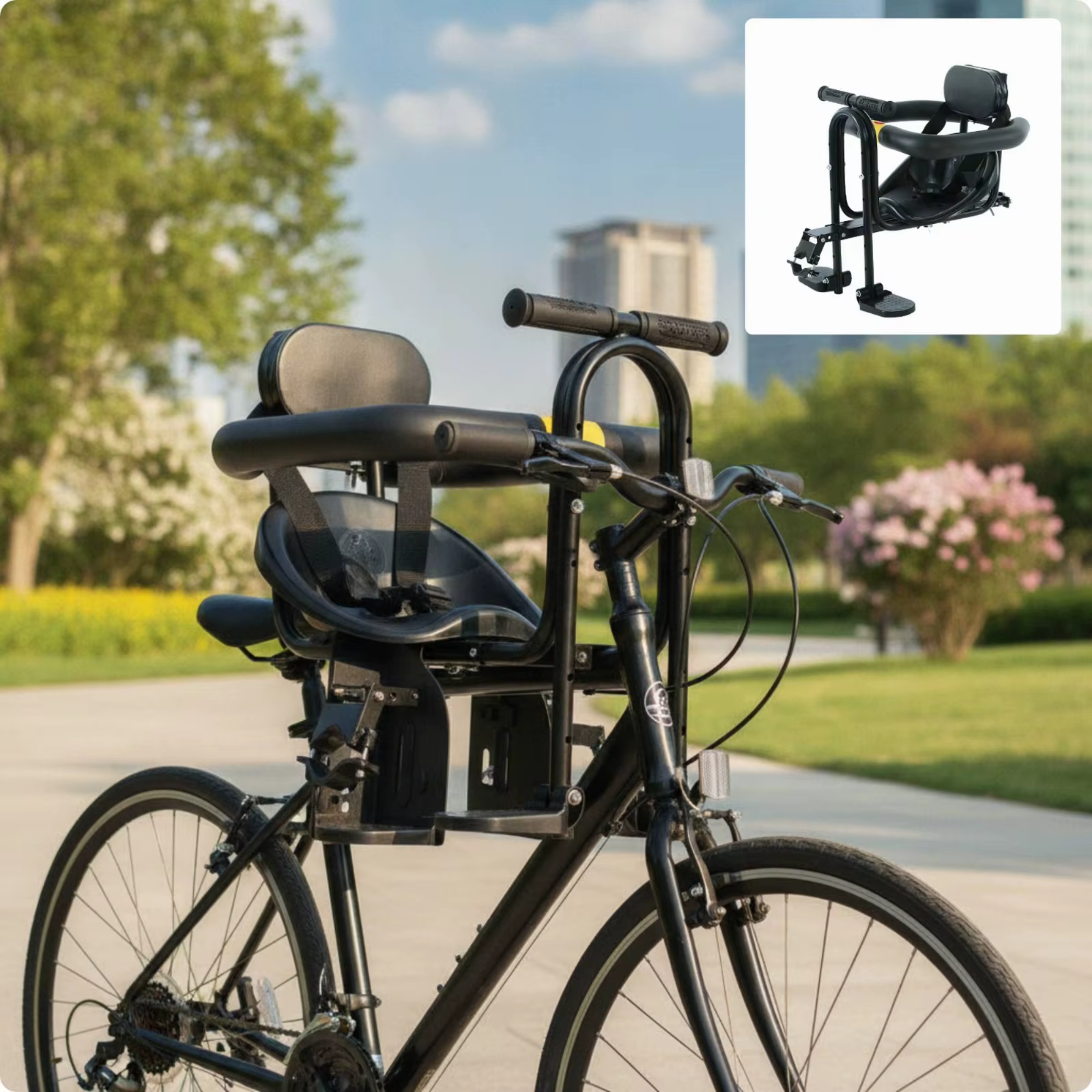 Siège de vélo pour enfant, siège de vélo sécurisé avec harnais, rembourré et sécurisé pour les tout-petits, les balades en famille, le cyclisme en plein air