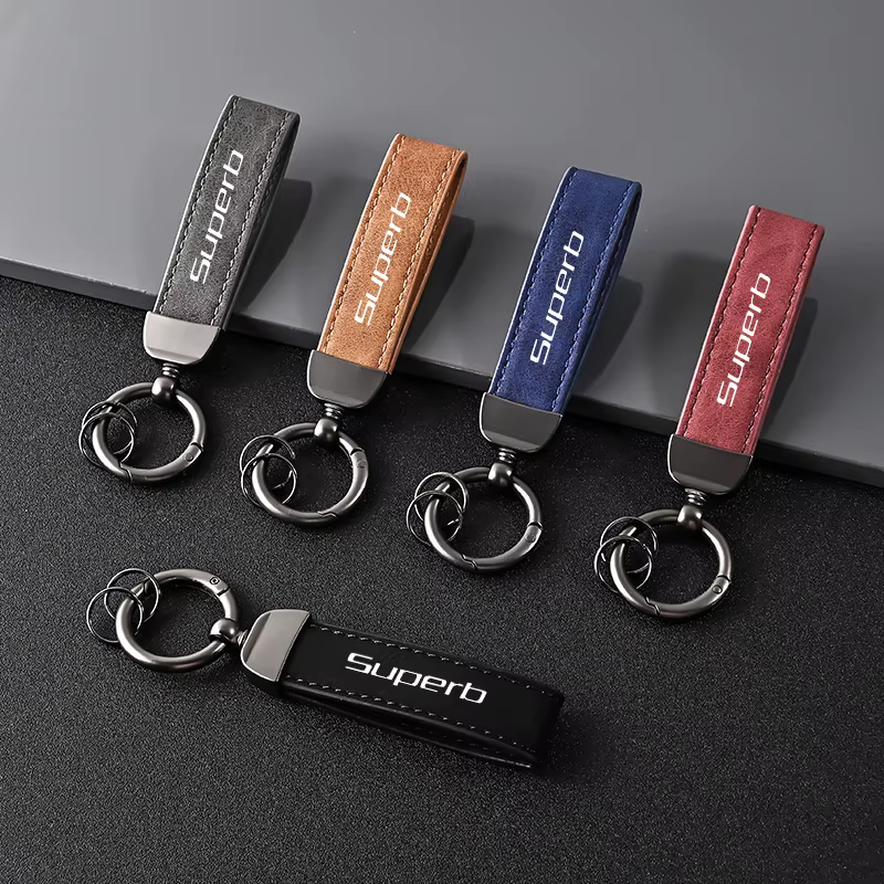 Porte-clés en cuir pour voiture, accessoires pour Skoda Octavia Fabia Rapid Superb Kodiaq Scala Karoq Citigo Kamiq Roomster Enyaq
