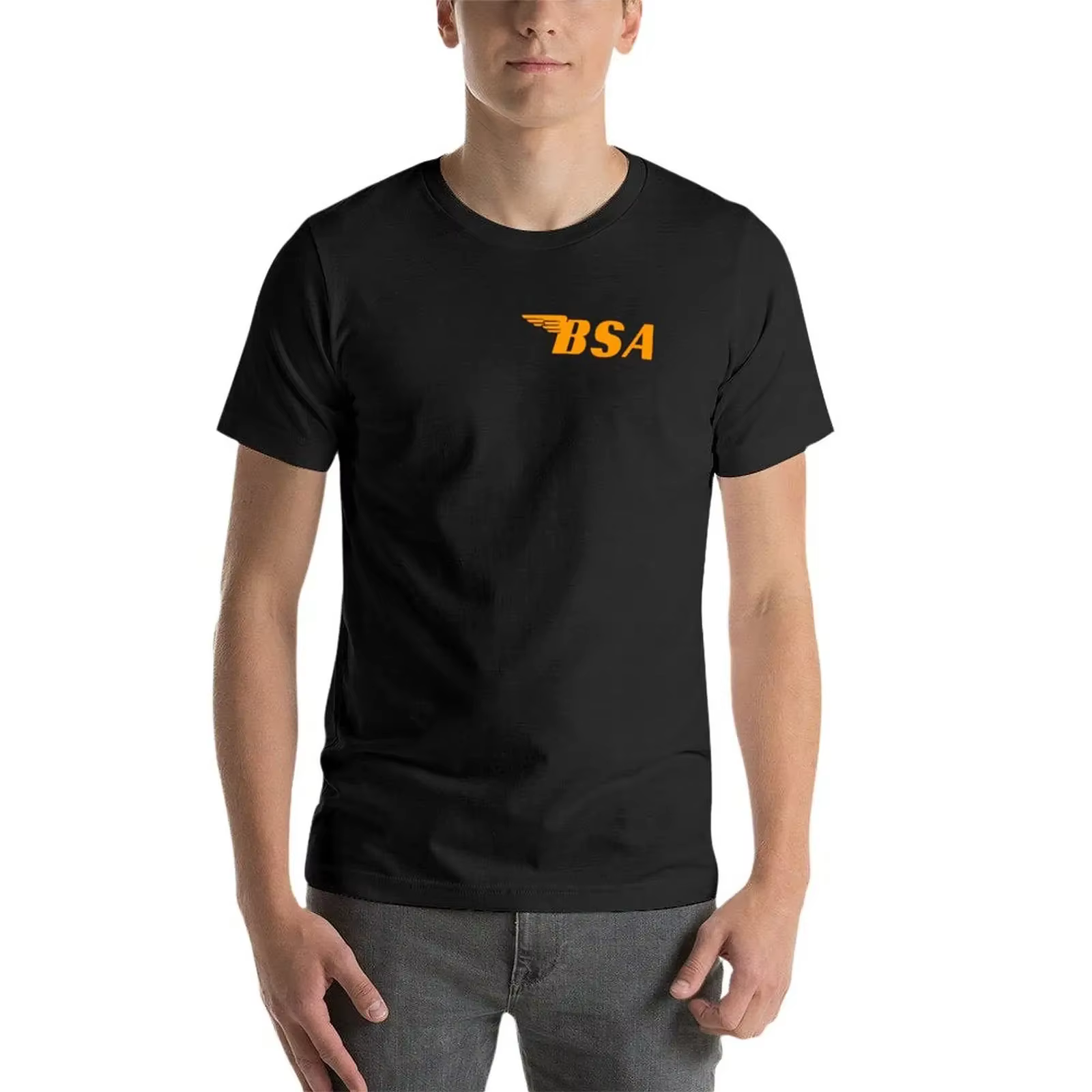 T-shirt orange vintage pour hommes, vêtements de rue, vêtements personnalisés, médicaments, bsa