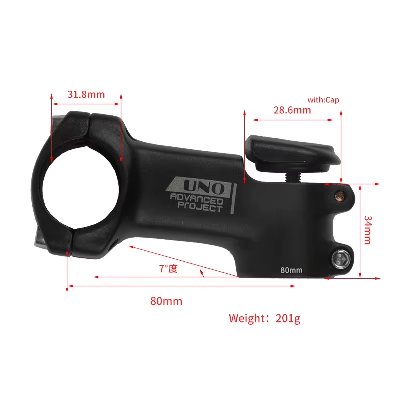 Tige de vélo UNO 7 degrés tige de vélo de route vtt 31.8mm riser carré avec couvercle 70-120mm pièces électriques de vélo de montagne
