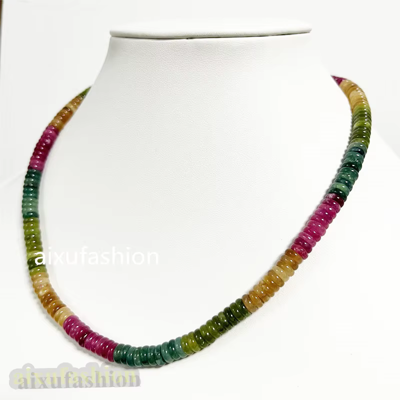 Collier Tourmaline ovale 2x6MM, Vintage, bijoux en pierre naturelle brésilienne, Noble, élégant, chaîne de perles exquise, ras du cou