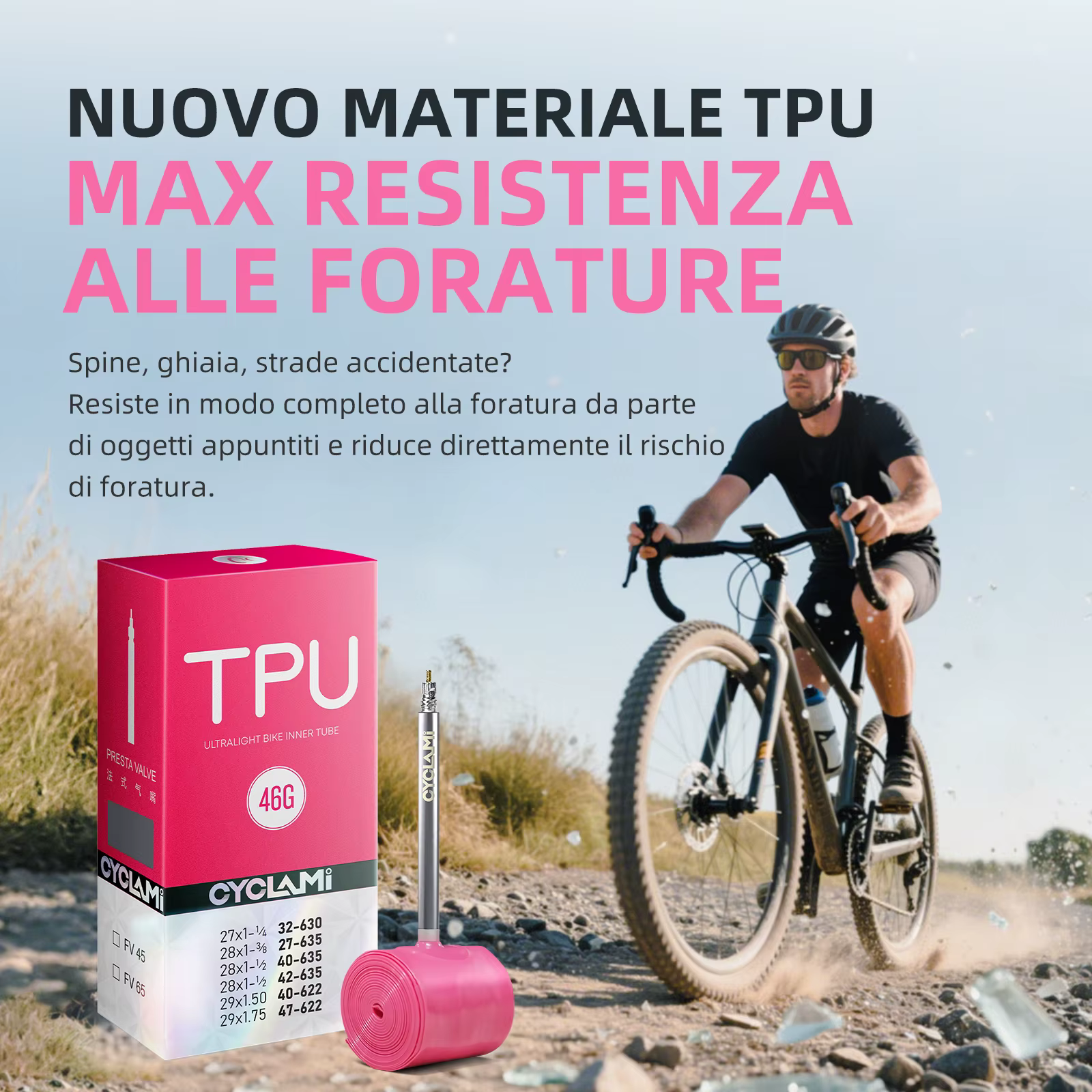 CYCLAMI ultraléger route vtt29 vélo TPU intérieur rose Tube pneu français Valve FV 65mm pour gravier 700C 32C 35C 37C 40C 47C Super léger