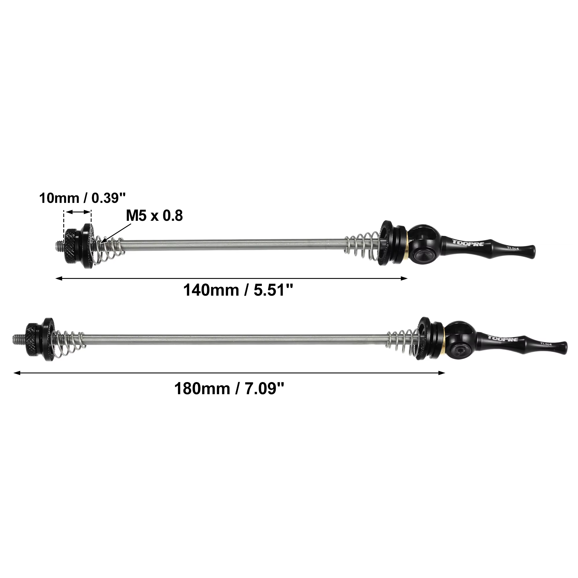 X Autohaux 1 paire de brochettes d'essieux à dégagement rapide avant arrière pour vélo de route 140mm 180mm noir