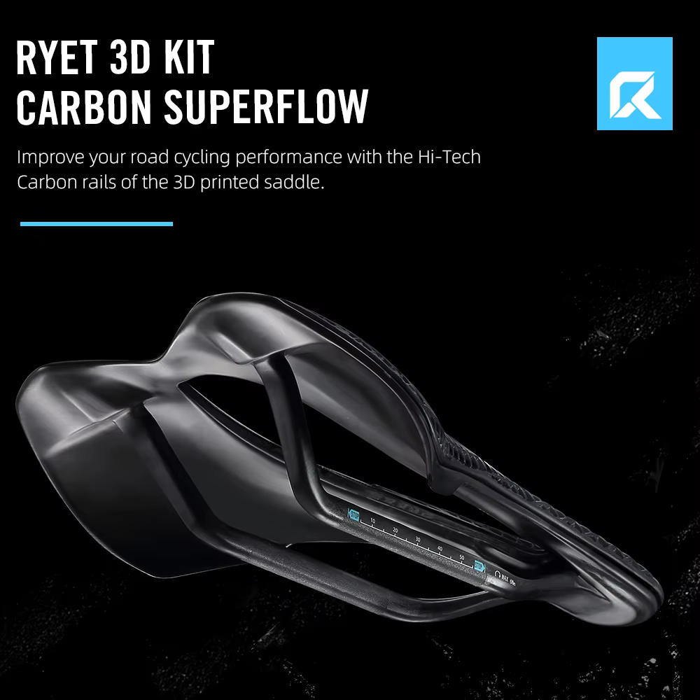 Selle RYET 148g Ultra-légère Imprimé 3D Carbone 243x147mm Pour Course Route Vélo Coussin Assise