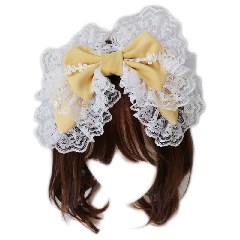 Dentelle Bandeaux pour Femmes Maille À Volants Dentelle Bandeau Arc Mignon Nouveauté Chapeaux dame Chapeaux Maid Cosplay Accessoires De Fête