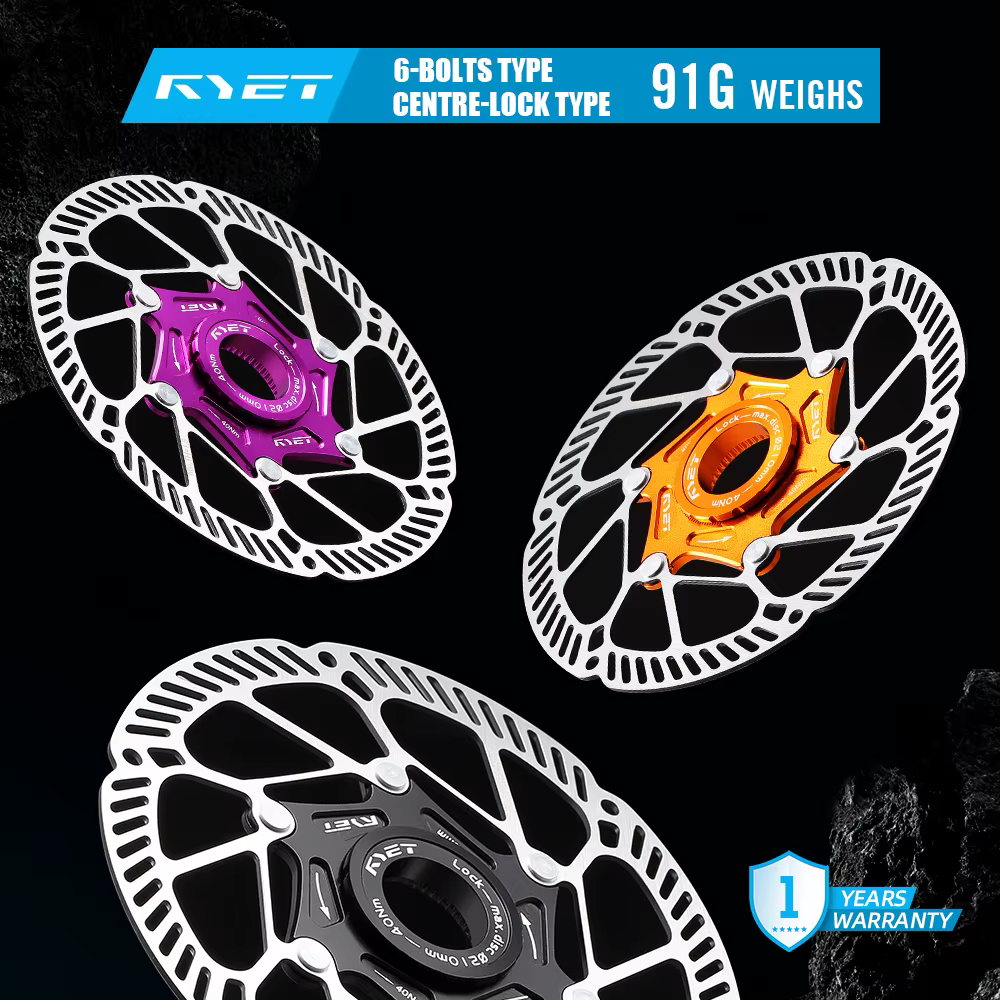 RYET Rotor de disque de vélo flottant ultraléger 140mm 160mm - 6 boulons et verrouillage central en acier inoxydable