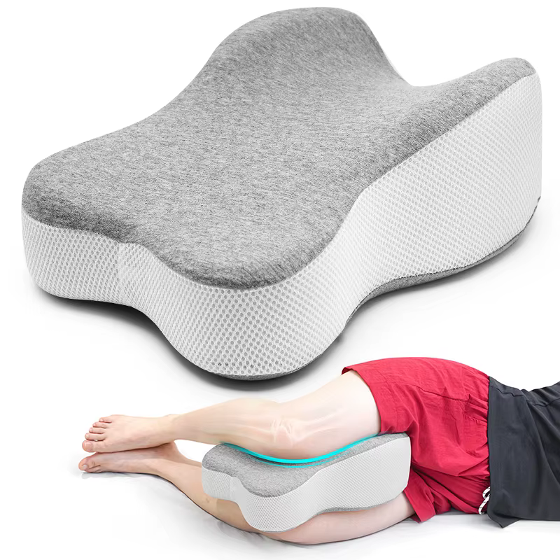 Oreiller long de 14 pouces pour dormir sur le côté, soutien complet des cuisses et des genoux pour une séparation des genoux requise, oreiller pour les jambes, grand, gris