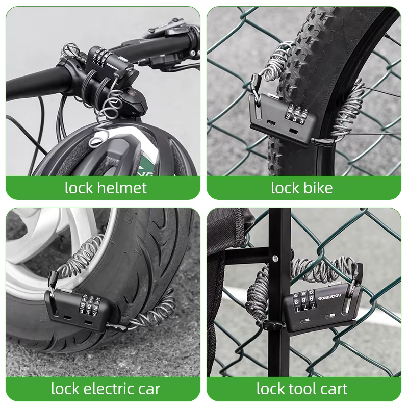 ROCKBROS Mini serrure de vélo à combinaison de 3 chiffres mot de passe antirouille légère Portable multifonction