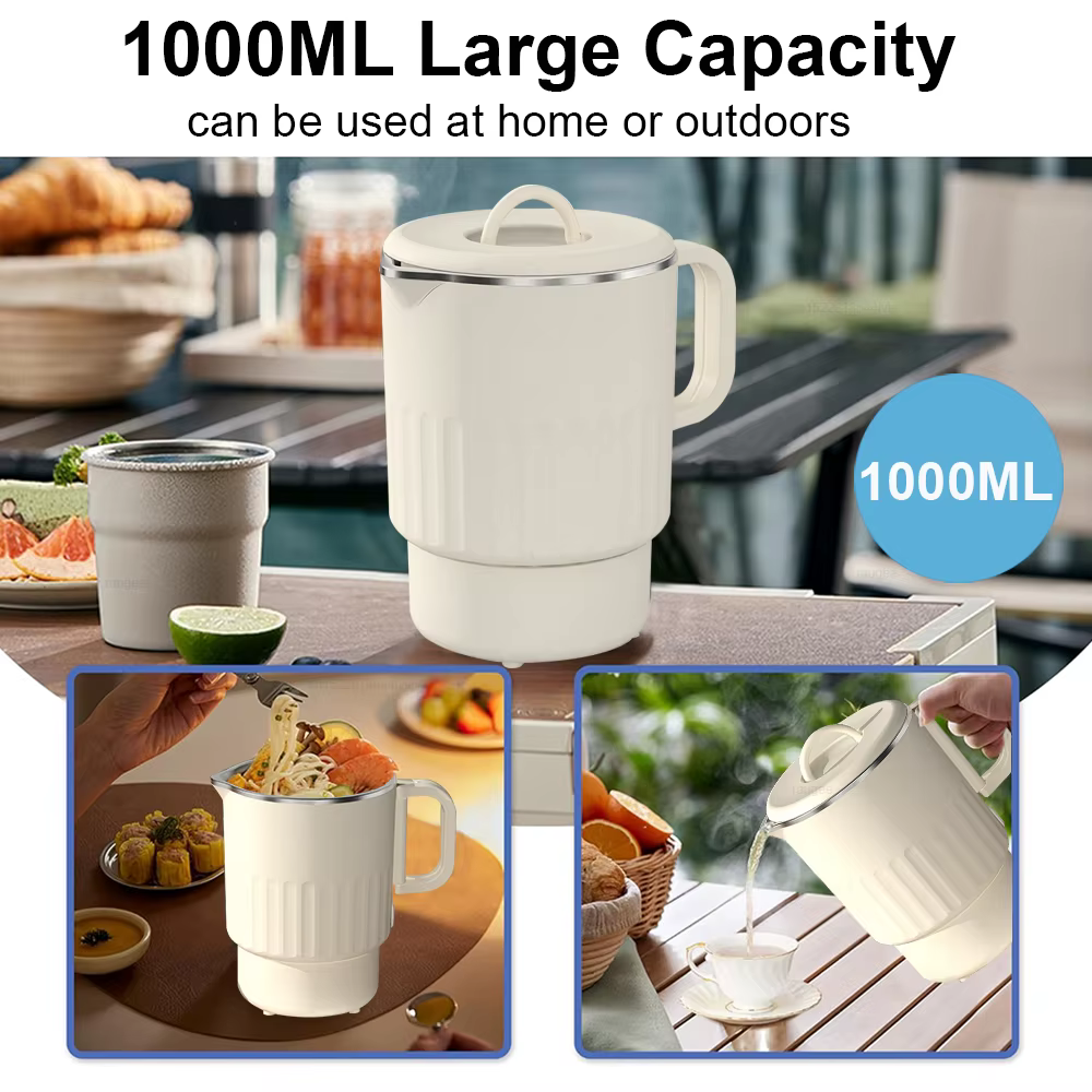 Mini bouilloire électrique pliante 1000ML chauffe-eau Portable bouilloire électrique de voyage bouilloire domestique pliable pot bouillant électrique
