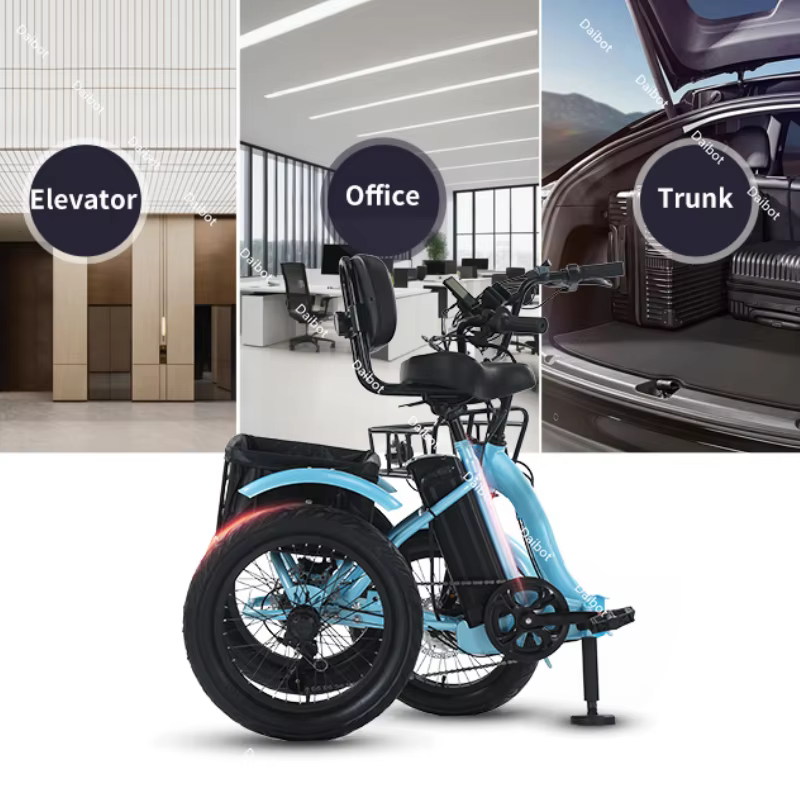 Vélo électrique pliable de 18 pouces à 3 roues pour adultes