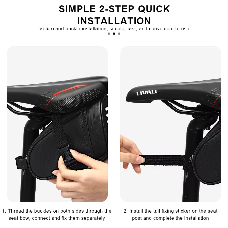 RIDERACE sac de selle de vélo petit rangement étanche noir réfléchissant pour vtt route VTT siège arrière outil pochette sac