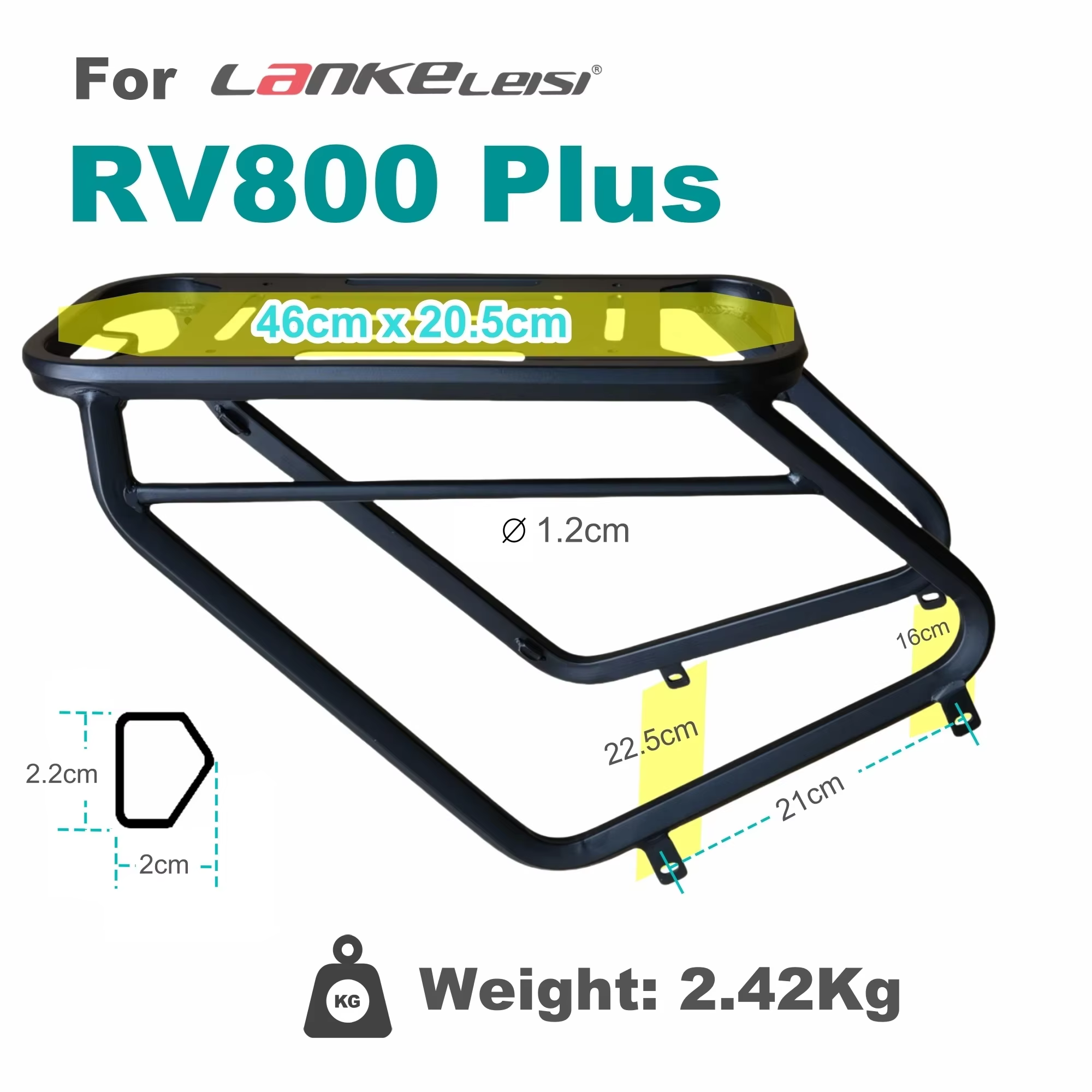 Porte-bagages arrière pour vélo électrique Lankeleisi RV800 Plus / X2000Plus/X3000Plus/XC4000/XT750Plus/MG740Plus/MG600