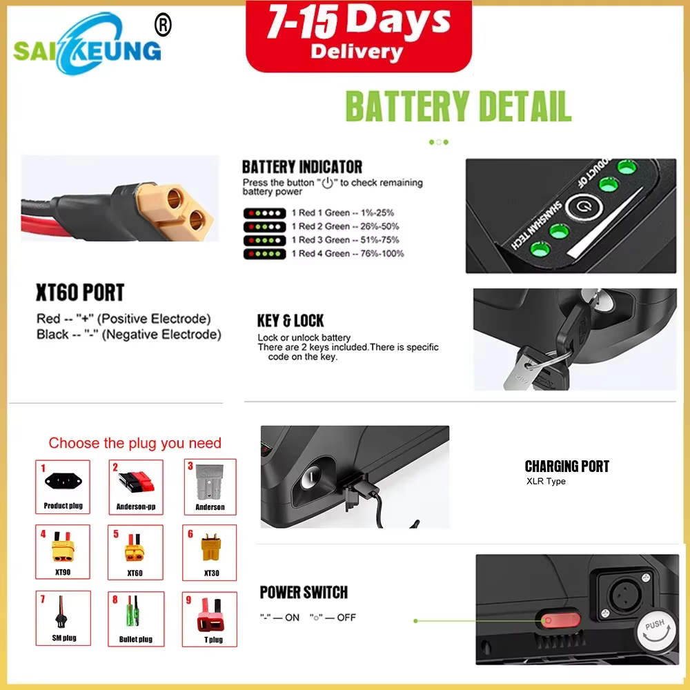 Batterie Vélo Électrique Hailong 48V Chamrede 36V 52V 60V 72V 48V 20Ah 30Ah 35Ah 40Ah 50Ah 60Ah 2000W