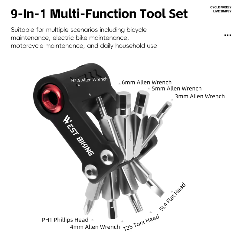 WEST BIKING – outils de vélo multifonctionnels 9 en 1