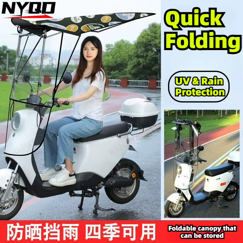Auvent amélioré pour vélo électrique 360 ° Abri pliable rotatif coupe-vent