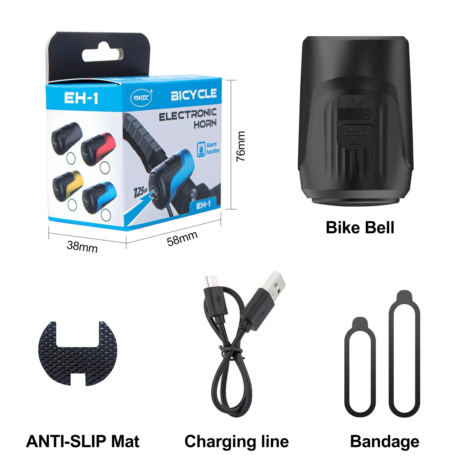 TWOOC 125dB sonnette électronique de vélo klaxon antivol USB Rechargeable adapté aux vélos de route de montagne enfants Scooters