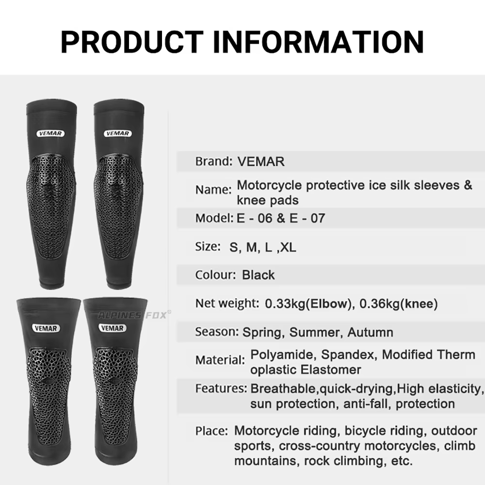 VEMAR respirant Anti-chute Moto genouillères haute élasticité Motocross genouillère DH vtt cyclisme Moto manches genouillères