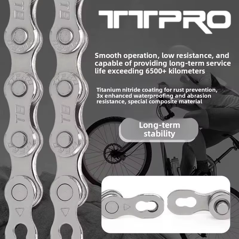 Chaîne de vélo durable TTPRO 7-12 vitesses pour VTT et vélo de route