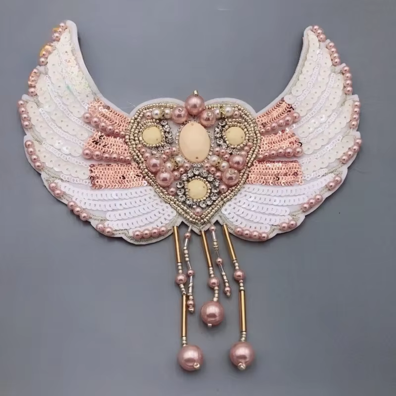 Accessoires de bagages DIY : Nouveaux autocollants en tissu Ailes d'Ange, accessoires de dos pour vêtements, design mode à pampilles et diamants