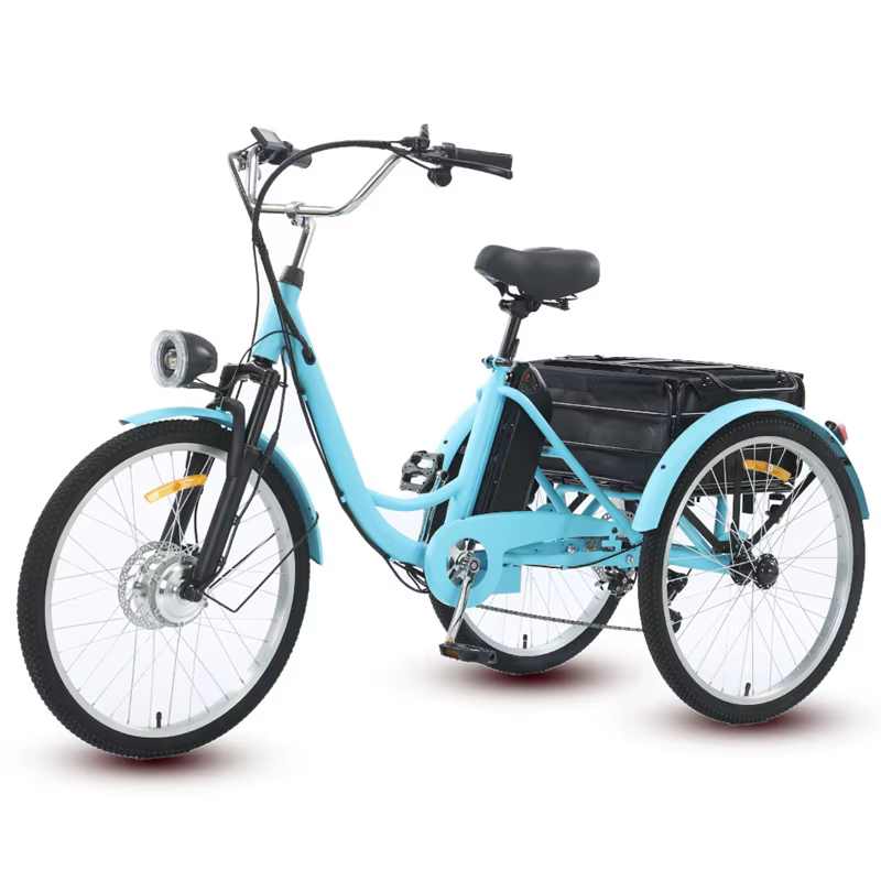 Tricycle électrique avec panier de chargement/traction pour adultes