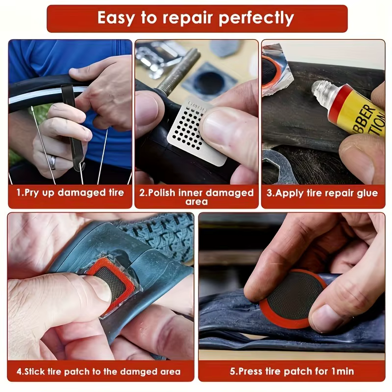 Kits de réparation de pneus de vélo portables avec leviers de démontage