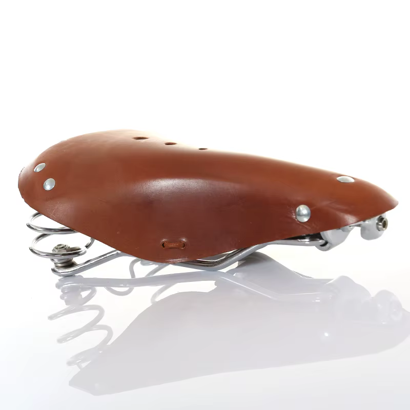 Selle de vélo rétro en cuir respirant et confortable, coussin de cyclisme vintage pour vélos à tube de selle double, VTT