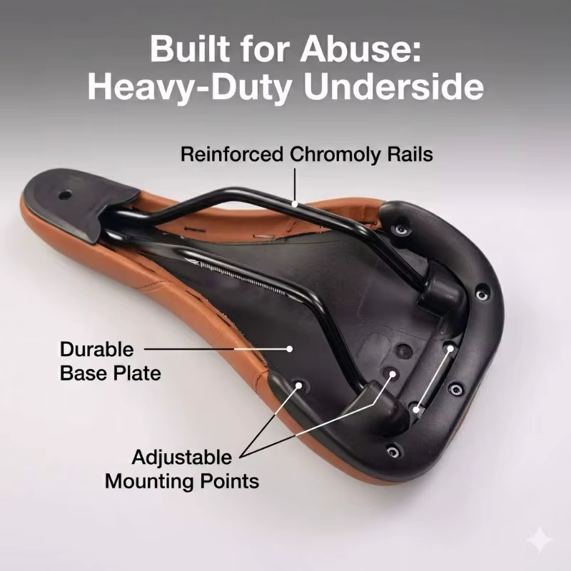 Selle de vélo de montagne ergonomique large et rembourrée à double rail