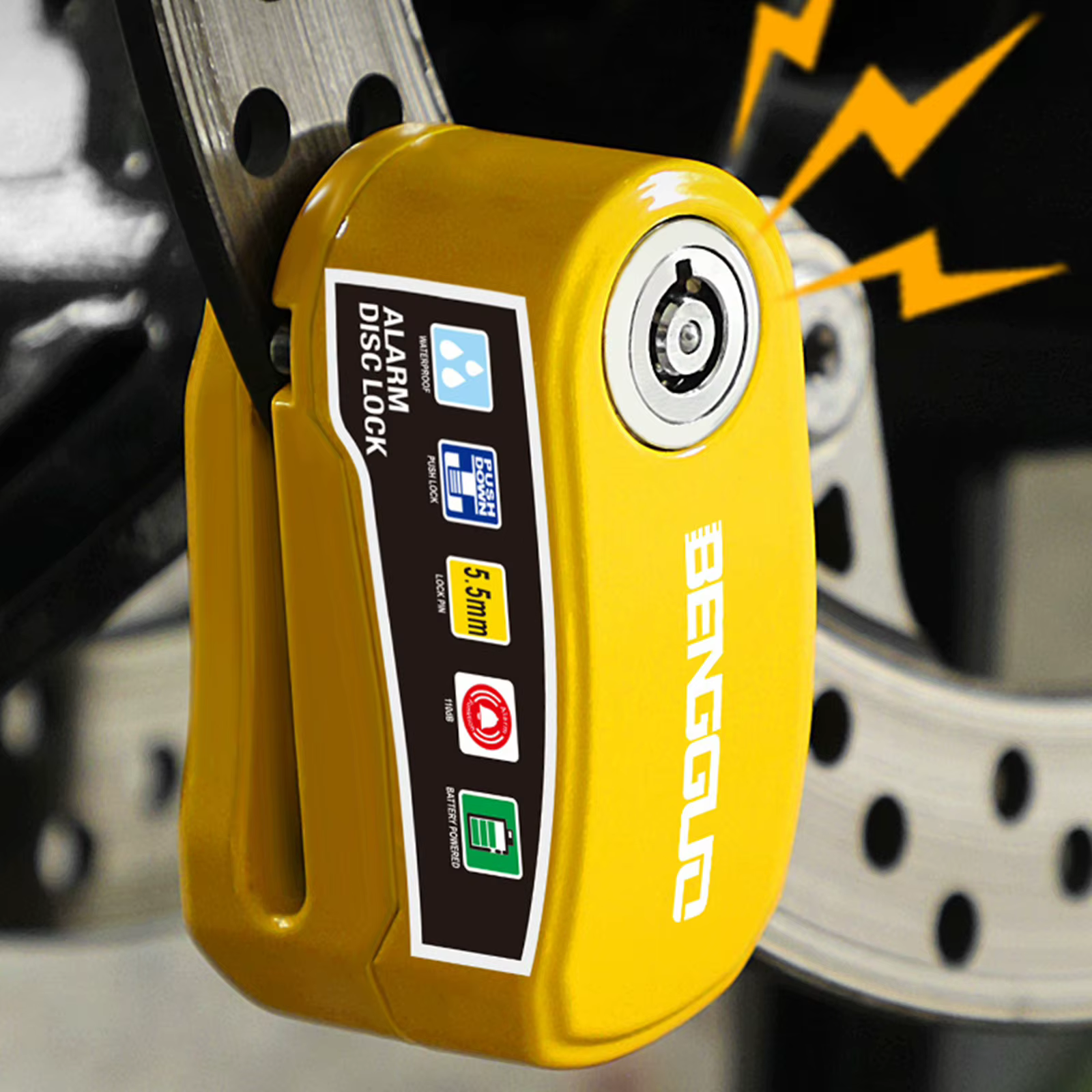 Antivol de disque de moto avec alarme sonore et 2 clés