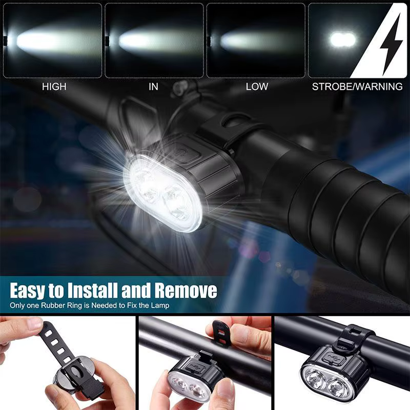 Feux de vélo vtt lampe à LED feu avant et arrière USB phare Rechargeable feu