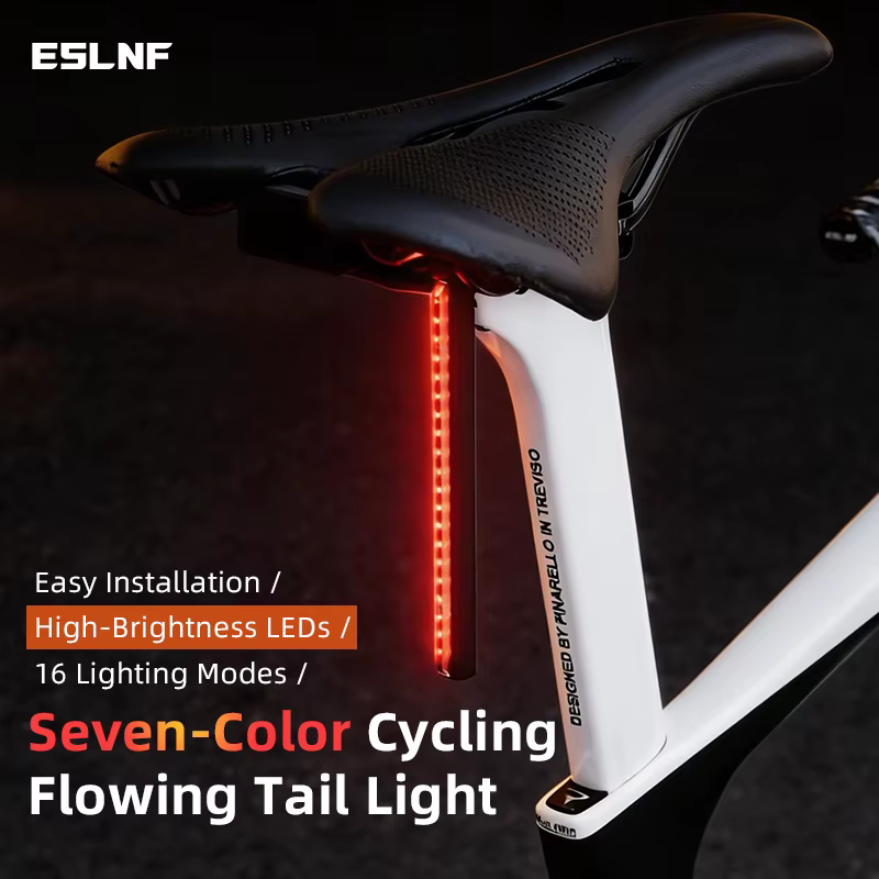 Feu arrière de vélo ESLNF RGB à fixation sur rail de selle