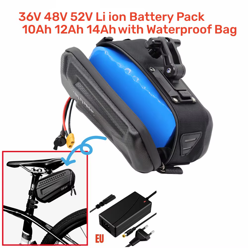 Batterie de vélo électrique 60V 52V 48V 36V 10Ah 12Ah