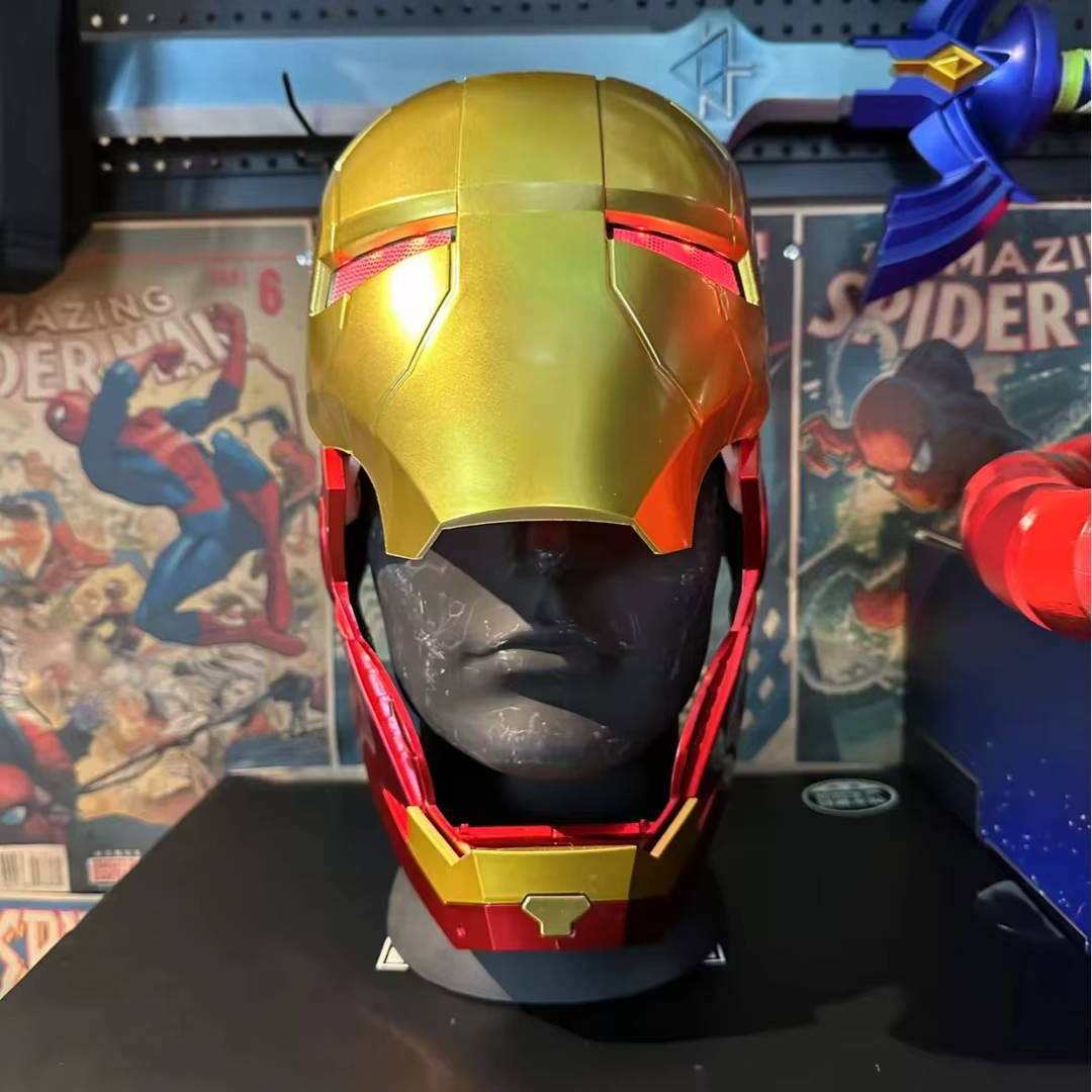 Casque électronique Iron Man MK5 MK45 à commande vocale avec IA Jarvis, déformation automatique de la plaque frontale, éclairage LED, objet de collection pour fans