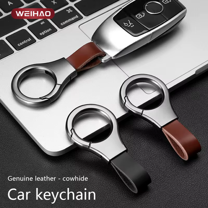 Porte-clés en cuir pour voiture moto porte-clés hommes et femmes lanière clés sangle accessoire pour cadeau intérieur 2025 nouveau noir 2 pièces