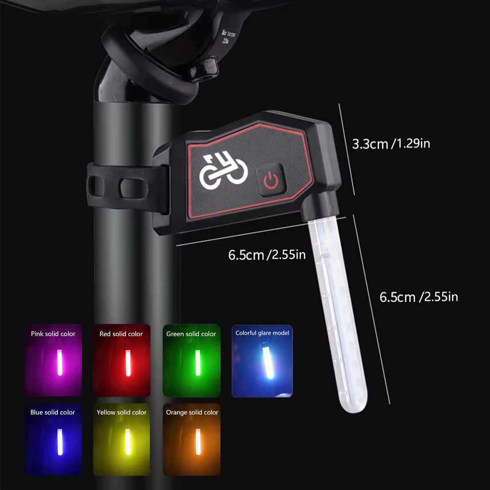 Feu arrière de vélo couleur LED à eau qui coule, clignotant Rechargeable, feu arrière d'avertissement pour vtt, vélo de route, cyclisme