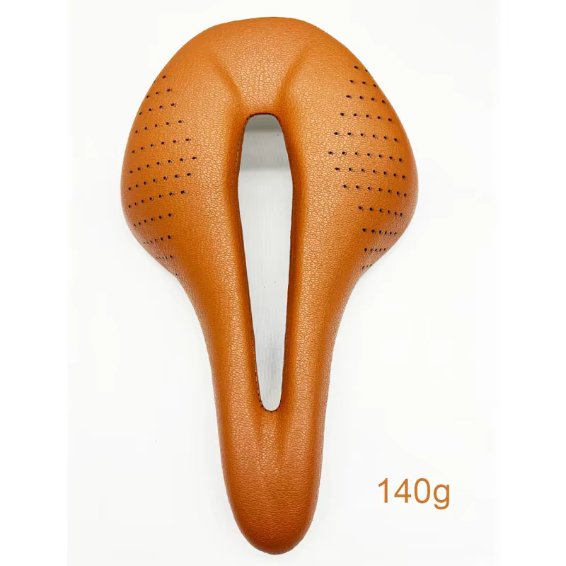 Selle de vélo rétro marron en fibre de carbone faite à la main de 150/143 mm - Ultra légère et respirante