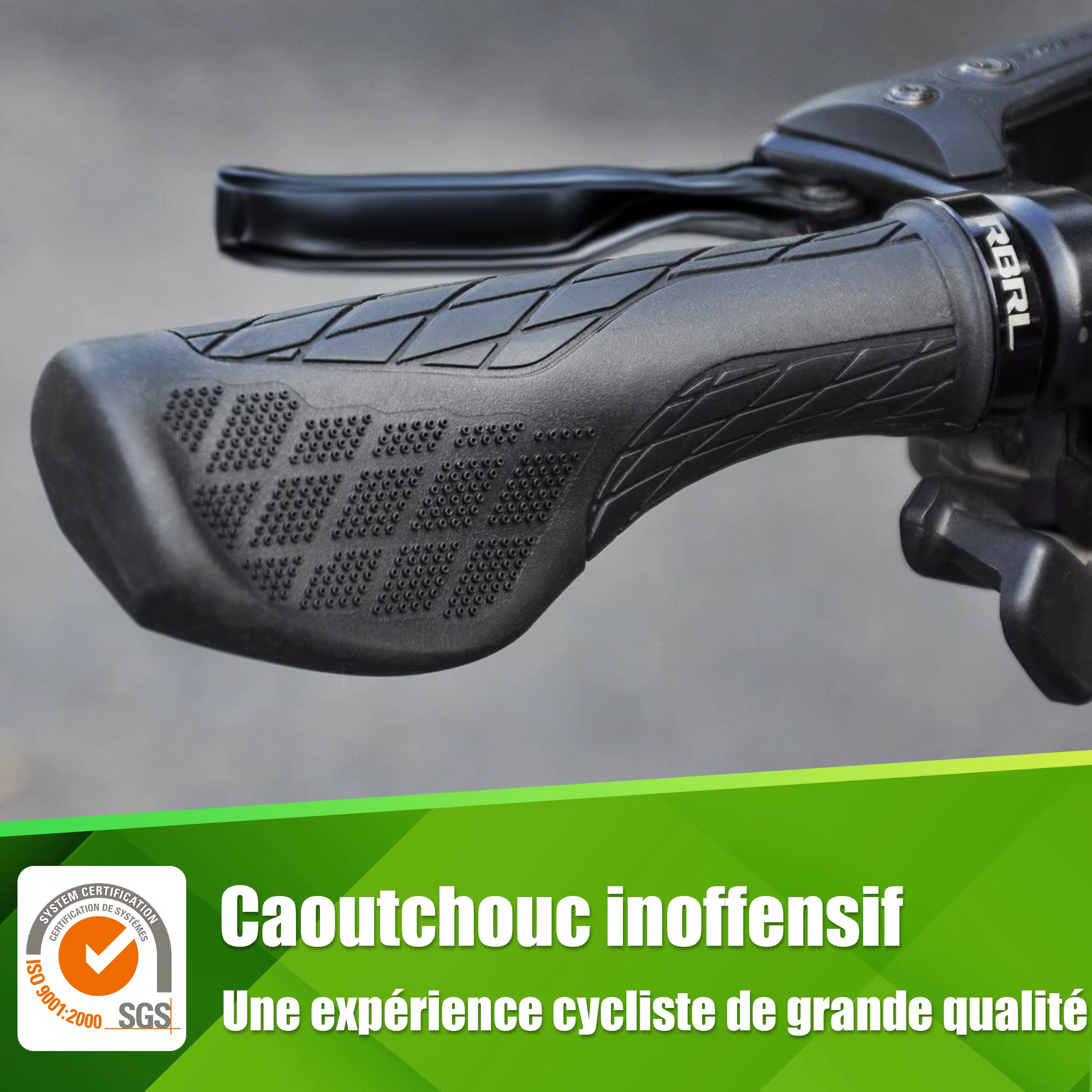 Poignées de vélo anti-aldes ergonomiques en caoutchouc souple