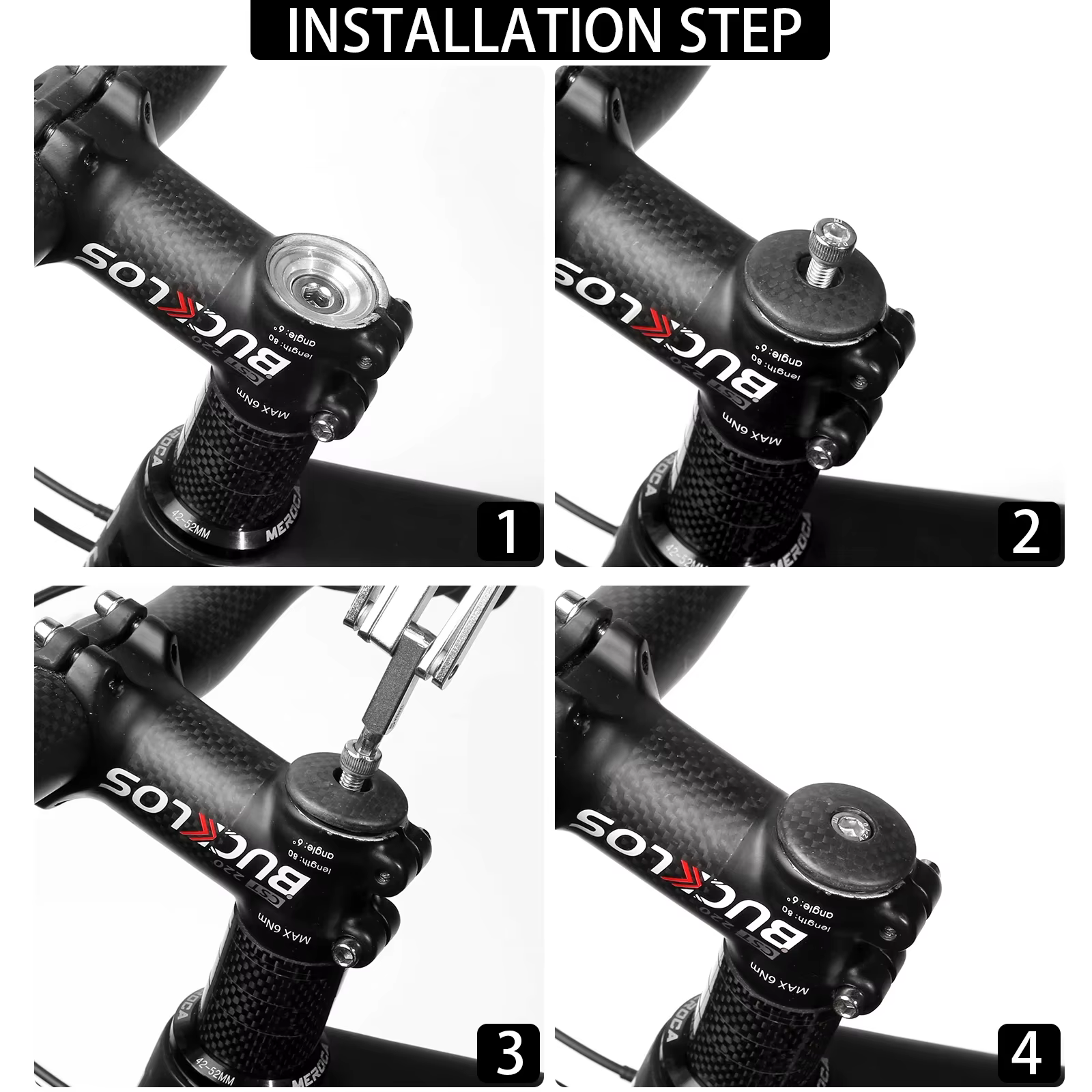 BUCKLOS – bouchon d'extension de casque de vélo en Fiber de carbone, capuchon supérieur avec boulon, ultraléger, pour fourche de route et vtt