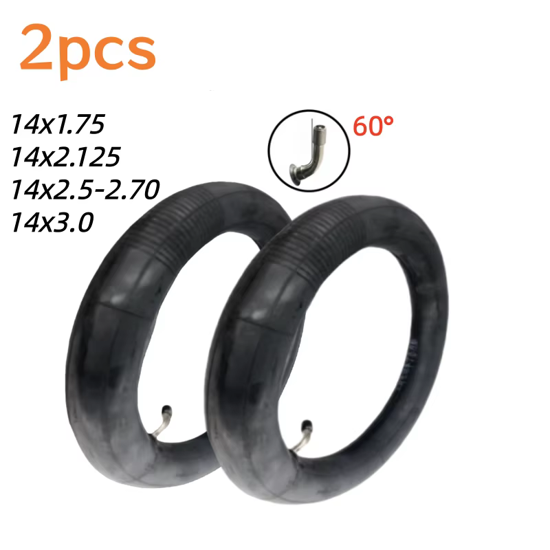 Chambre à air pour pneus de vélo électrique 14' 14x1.75 14x2.125 14x2.50 14x2.70 14x3.0 avec valve coudée