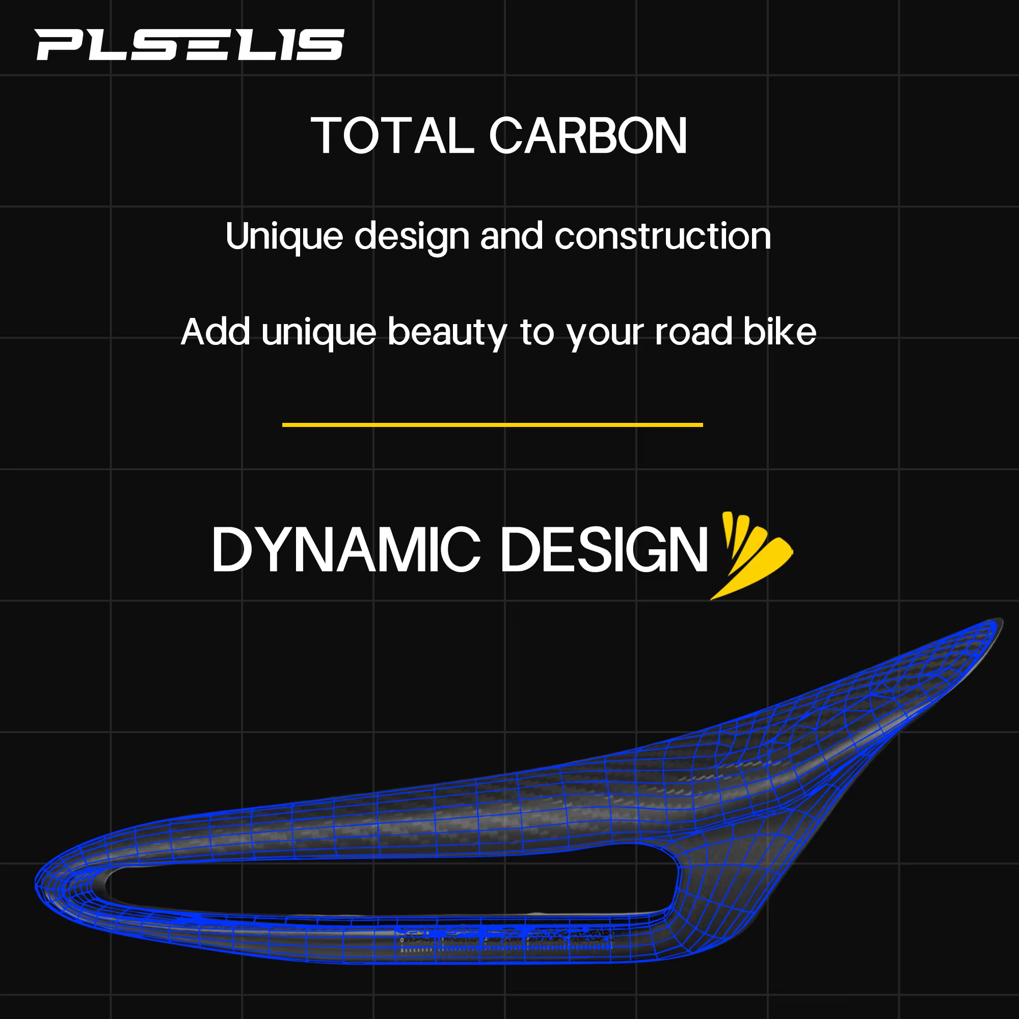 Selle de vélo de route en fibre de carbone pleine Plselis