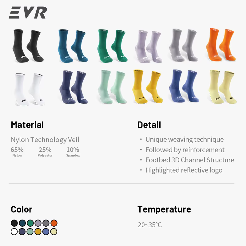 Chaussettes de cyclisme EVR professionnelles unisexes