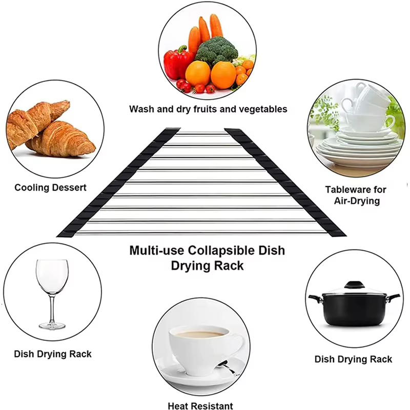 Triangle Roll-Up Vaisselle vaccage T1 pour Évier Coin Pliable En Acier Inoxydable Caddy Éponge Étagère Support Cuisine Proximité