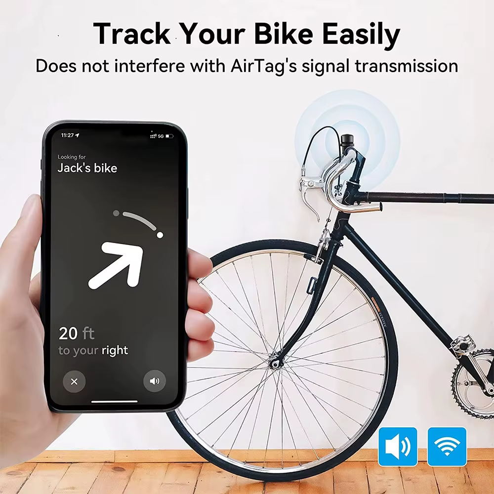 Sonnette de vélo avec support AirTag caché