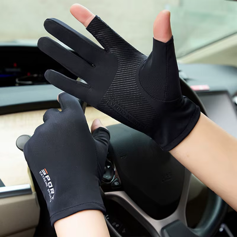 Gants de cyclisme antidérapants en soie glacée pour hommes et femmes