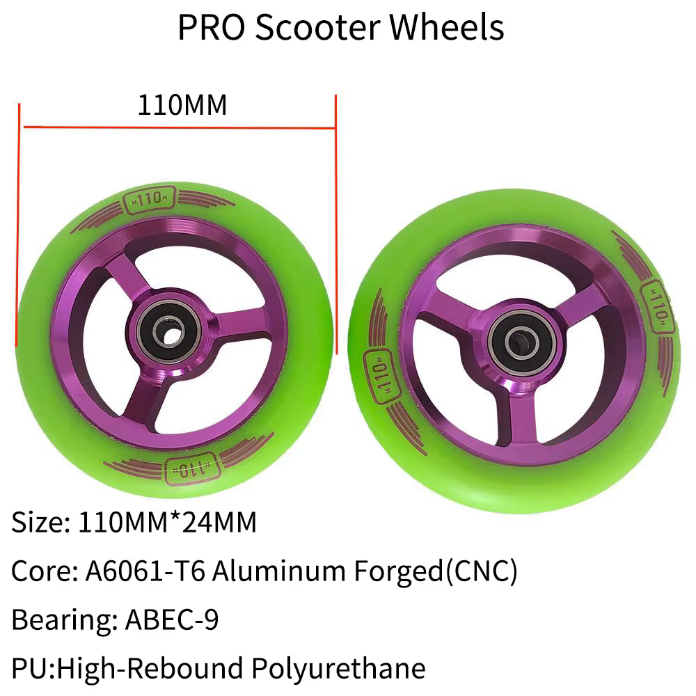 110MM Stunt/Push/Kick Pro Scooter Roues 88A PU ABEC-9 Roulements En Aluminium Core