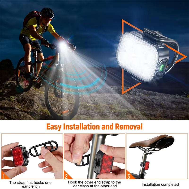 A06F-ensemble de lumières de vélo pour le cyclisme de montagne sur route charge rapide phare