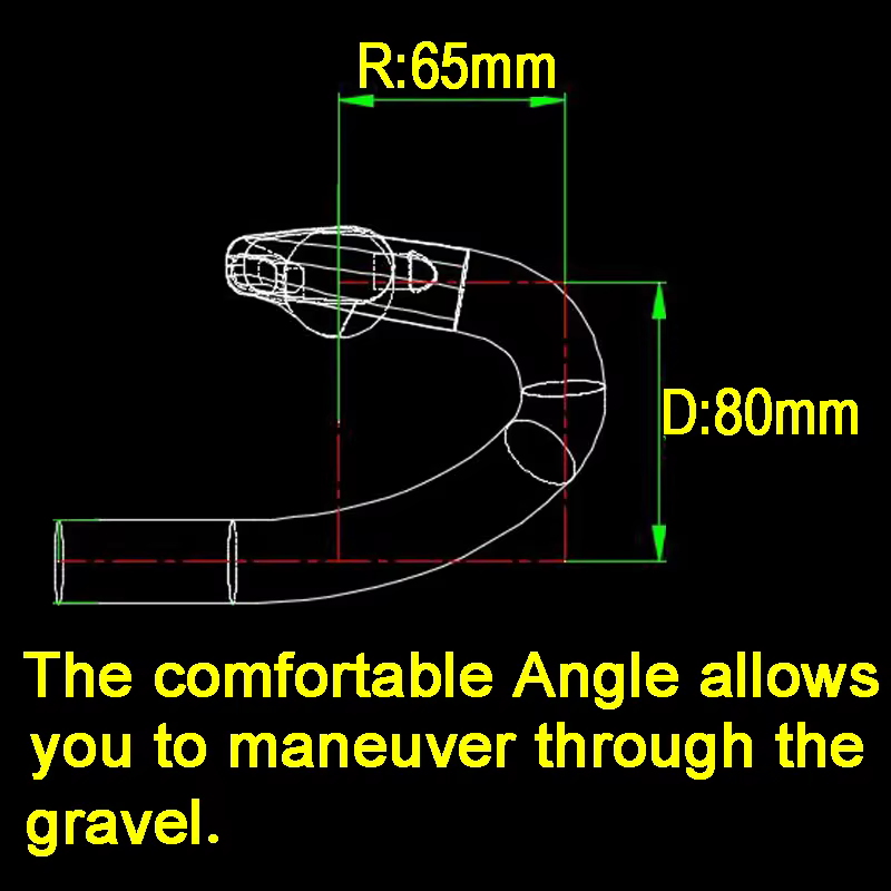 Guidon de vélo de route en carbone mat 37 Degrees Drop 80mm avec câblage entièrement intégré