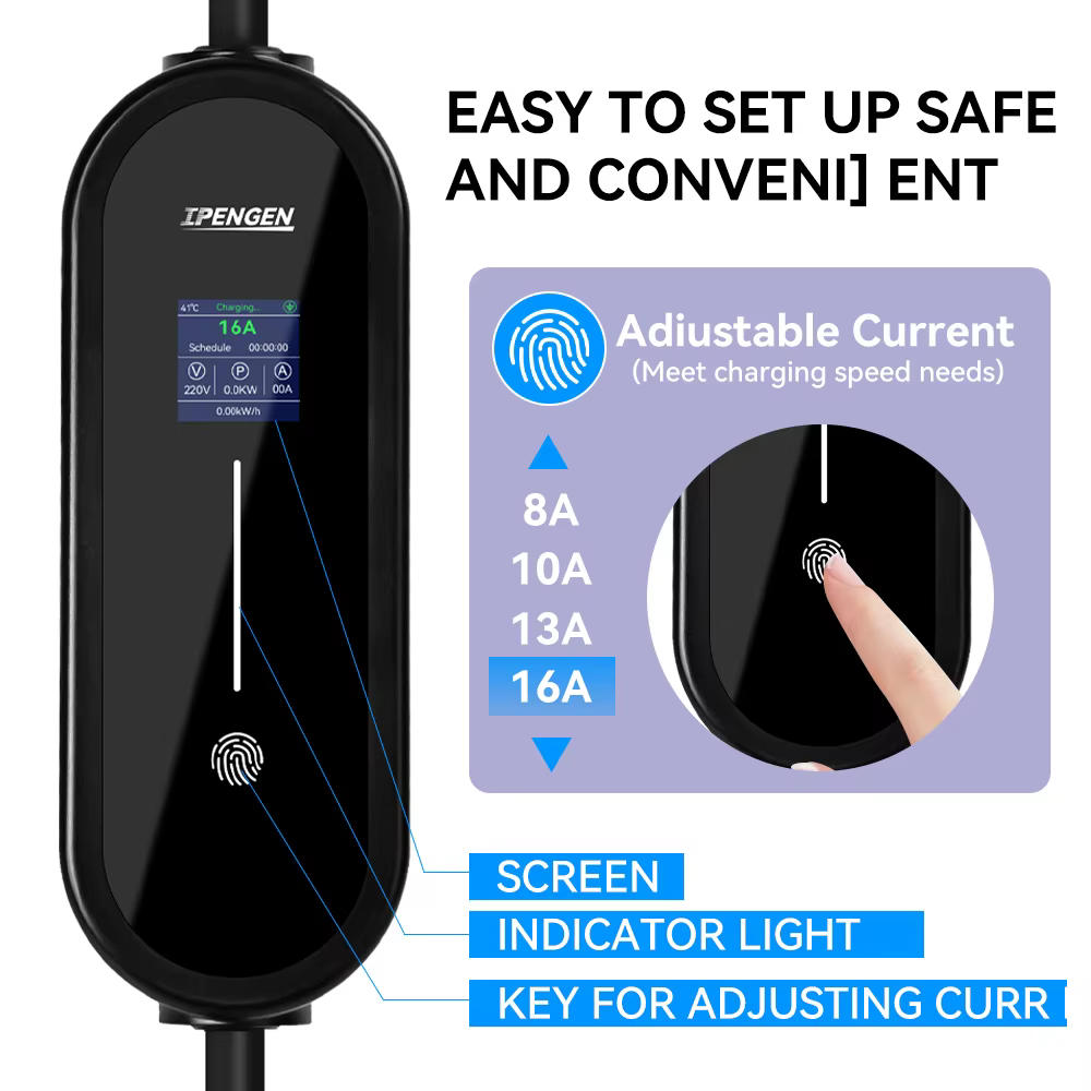 IPENGEN – chargeur EV Portable 3,5 kw, câble de 5M, connecteur Type2 IEC62196/ GB/T 16A, 1 phase, Type 1, boîte murale de chargement pour véhicule électrique